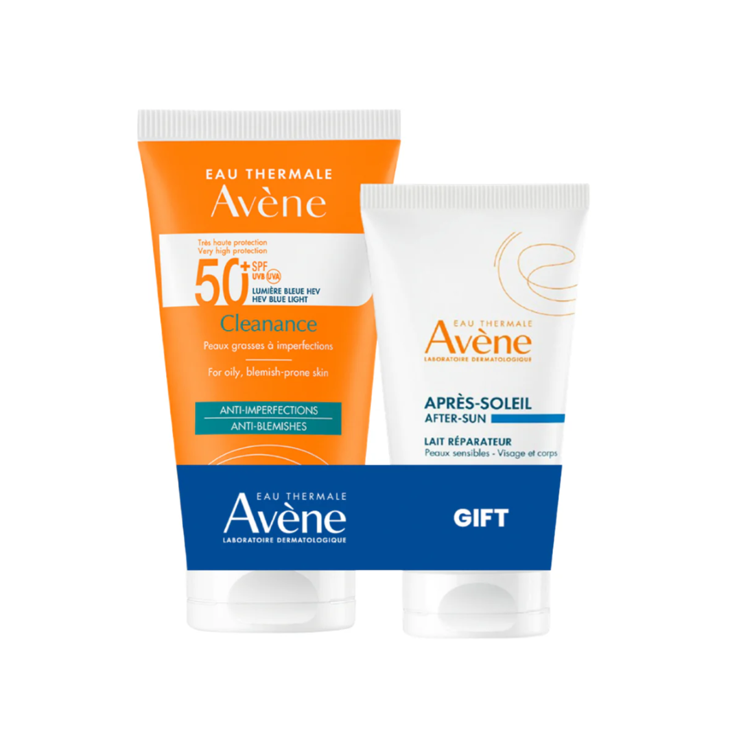 Avene Cleanance SPF50 Plus sunscreen for oily acne prone skin with free after sun repairing lotion gift