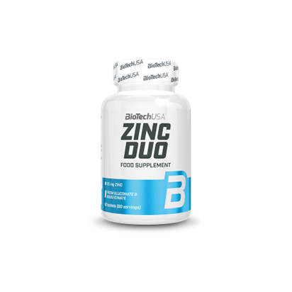 BiotechUSA Zinc Duo supplement bottle on a white background
