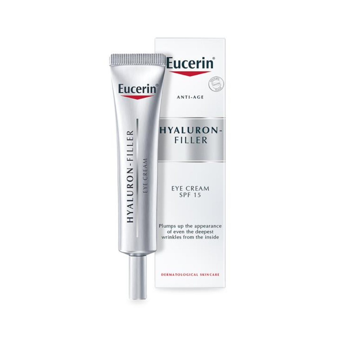 Eucerin Hyaluron-Filler eye cream packaging on a white background