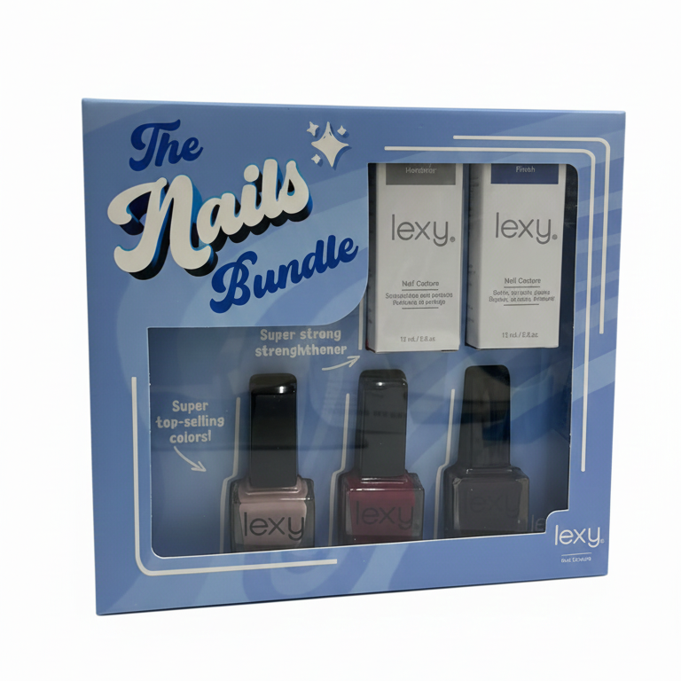 Lexy The Nails Bundle nail care and nail polish set with strengthener and top coat