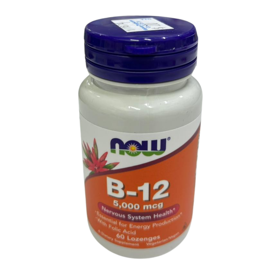 NOW Foods Vitamin B-12 5000 mcg lozenges bottle for energy and nervous system support