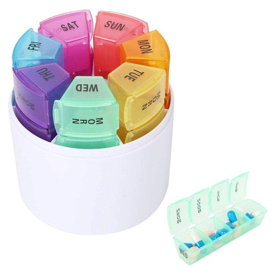Round Medicine/ Pill Organizer Box 1week/4 times per day