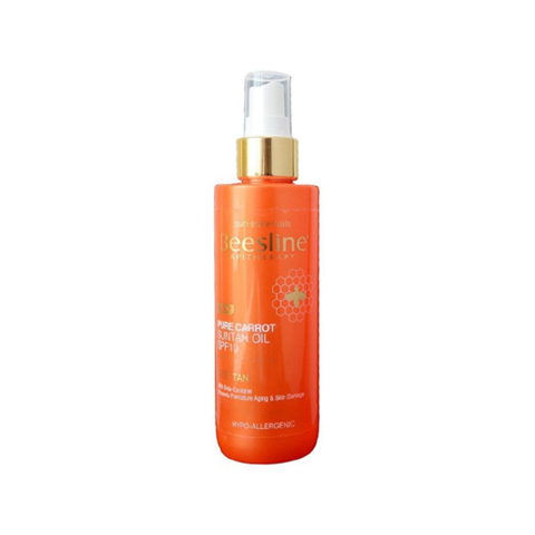 Beesline Pure Carrot Suntan Oil Spray 200ml enriched with Pure Carrot Oil and Vitamin E to help achieve a natural golden tan while moisturizing and nourishing the skin.