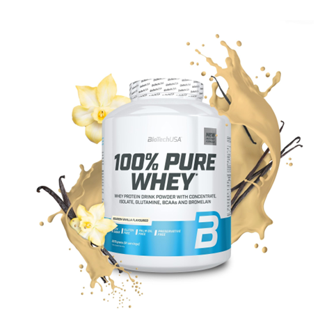 Biotech USA 100% Pure Whey Vanilla 2270g protein powder front packaging