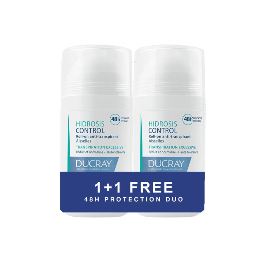 Ducray Hidrosis Control Roll-On anti-perspirant duo pack with 48-hour protection for excessive underarm perspiration