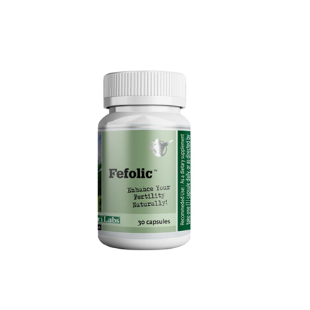 Fefolic Fertility Support Capsules, a dietary supplement formulated to support male and female reproductive health, fertility, and preconception wellness.
