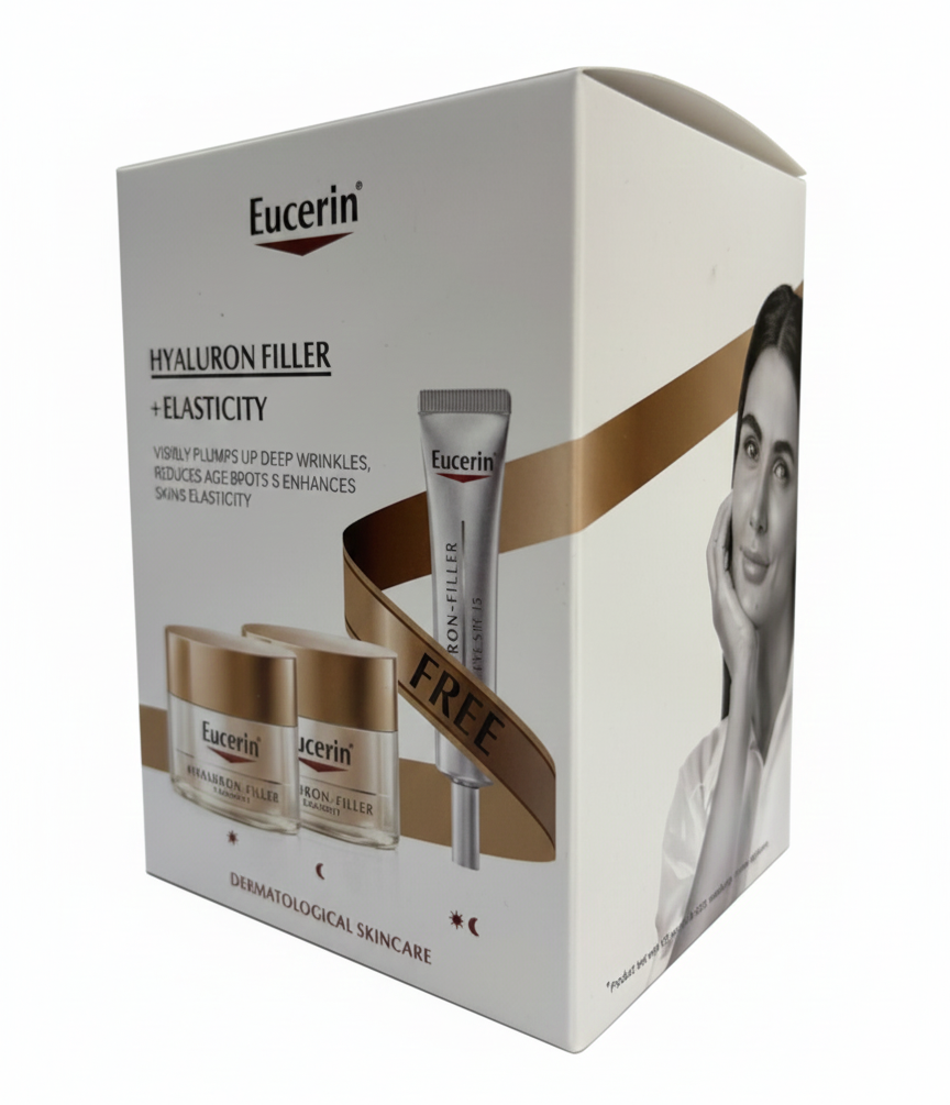Eucerin Coffret Hyaluron Filler + Elasticity Anti-Aging Set (Day + Night) + FREE Eye Cream