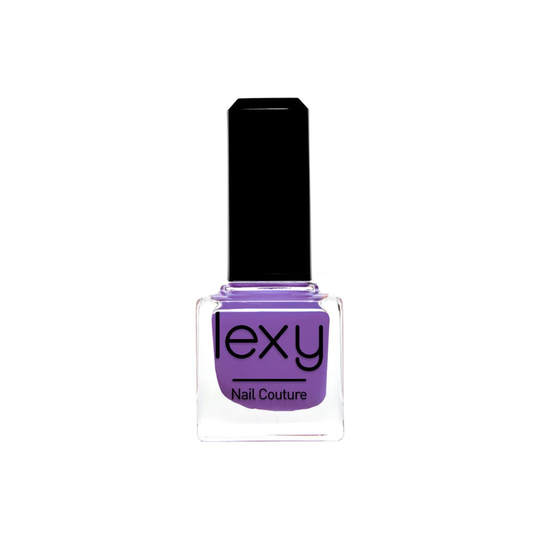 Lexy Nail Couture nail polish in lavender purple shade with glossy finish.