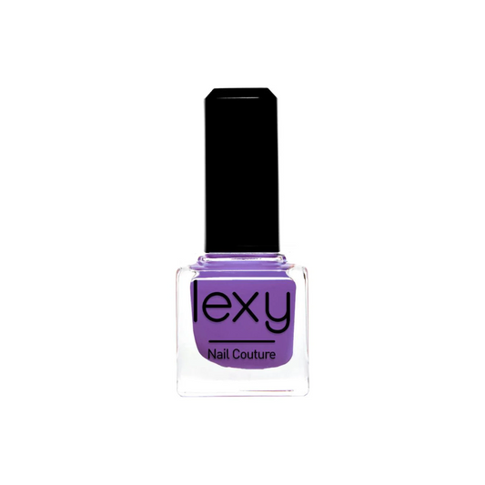 Lexy Nail Couture nail polish in lavender purple shade with glossy finish.