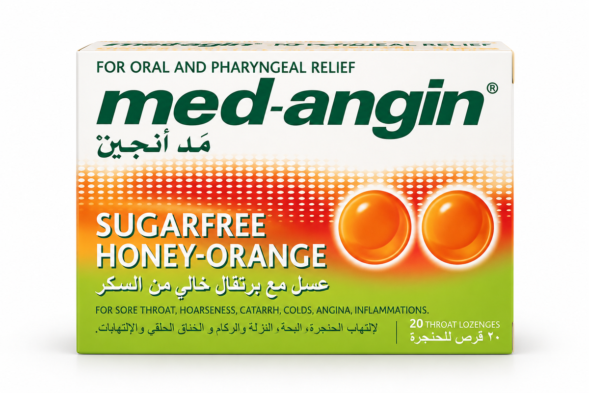 Med Angin honey orange sugar-free throat lozenges