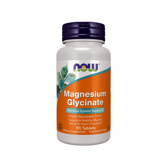 NOW Magnesium Glycinate 90 tablets highly absorbable magnesium supplement for muscle nerve heart and nervous system support