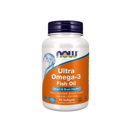 NOW Ultra Omega-3 Fish Oil 90 softgels high potency EPA DHA supplement for heart brain and eye health support