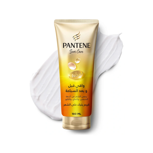 Pantene Sun Care Leave-In Hair Cream 180ml with Pro-V formula for protecting hair from UV rays, chlorine, saltwater, and summer damage.