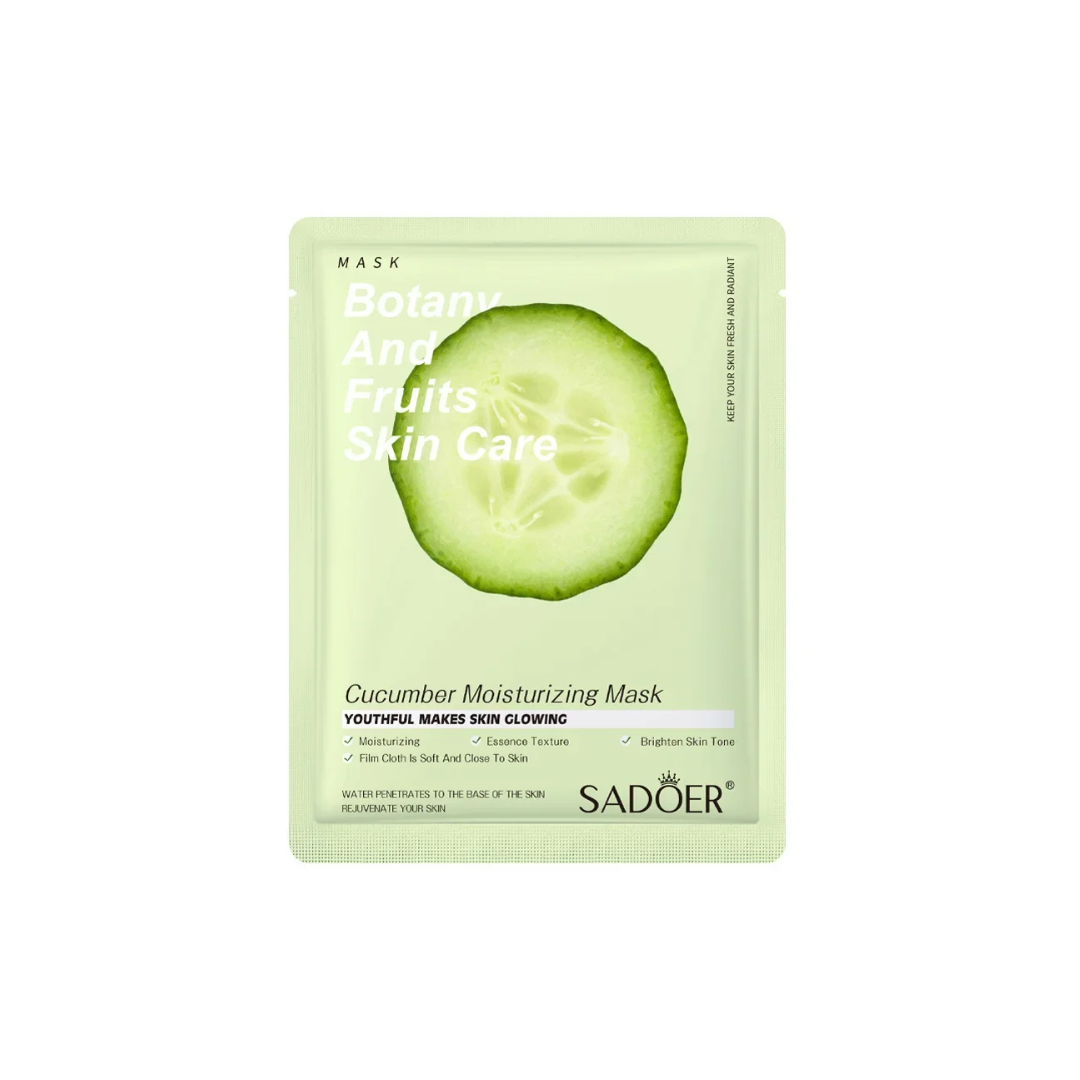 Cucumber moisturizing mask packaging with Sadoer branding on a white background