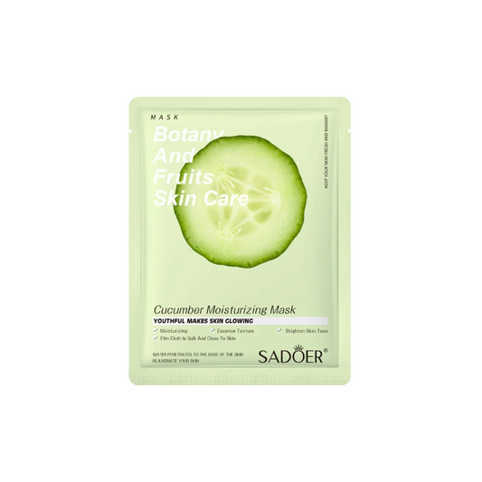 Cucumber moisturizing mask packaging with Sadoer branding on a white background