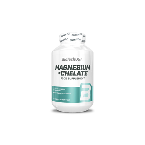 BiotechUSA Magnesium + Chelate supplement bottle on a white background