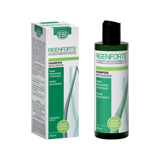Rigenforte shampoo and packaging on a white background