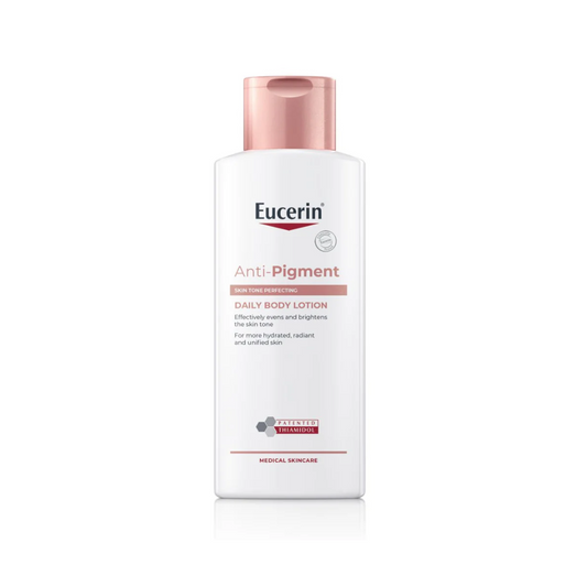 Eucerin Anti-Pigment daily body lotion bottle on a white background