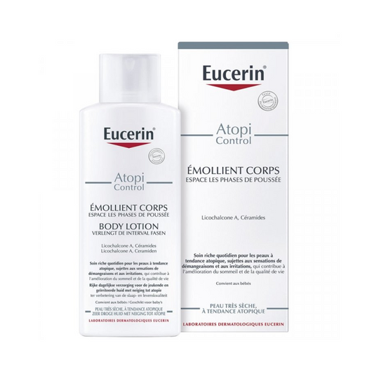 Eucerin Atopi Control body lotion bottle and packaging on a white background