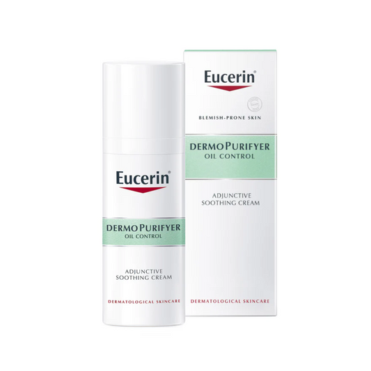 Eucerin DermoPurifyer oil control cream packaging on a white background