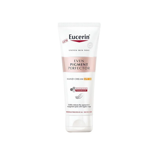 Eucerin Even Pigment Perfector hand cream on a white background