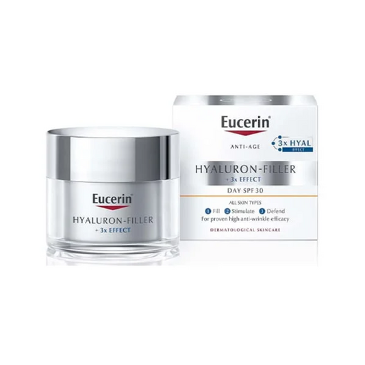 Eucerin Hyaluron-Filler cream jar and packaging on a white background