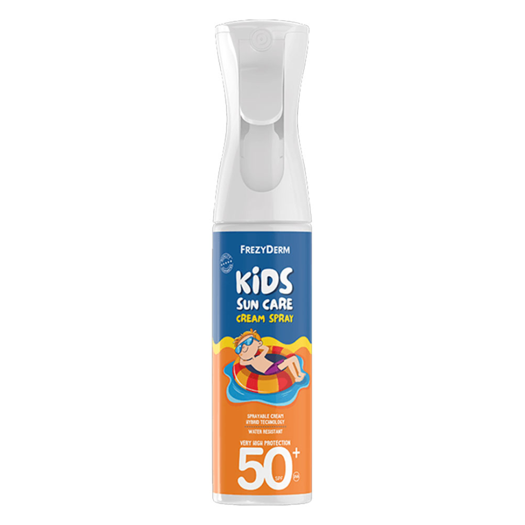 Sun care spray for kids with SPF 50 on a white background