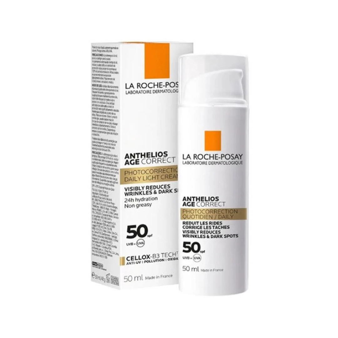 La Roche-Posay sunscreen bottle and packaging on a white background