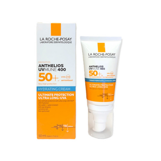 La Roche-Posay Anthelios Ultra hydrating cream SPF 50+ on a white background
