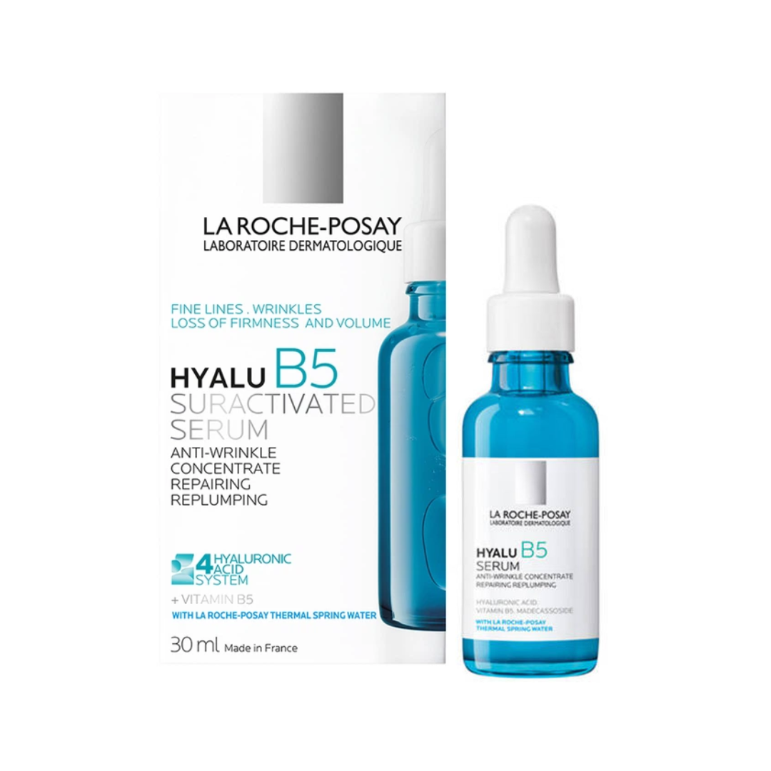 La Roche-Posay Hyalu B5 serum bottle and packaging on a white background