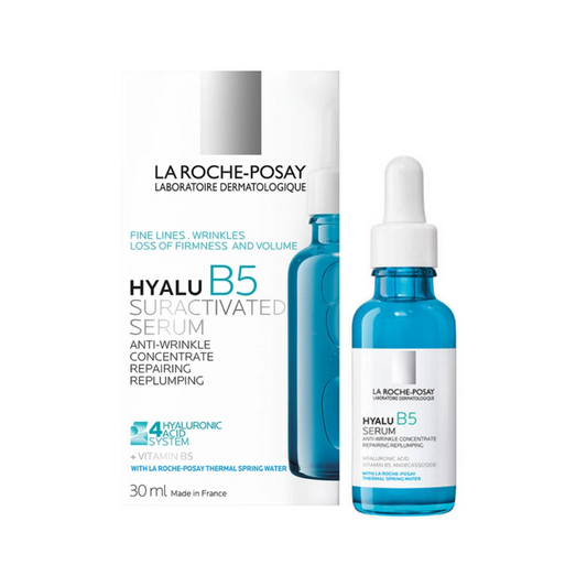 La Roche-Posay Hyalu B5 serum bottle and packaging on a white background