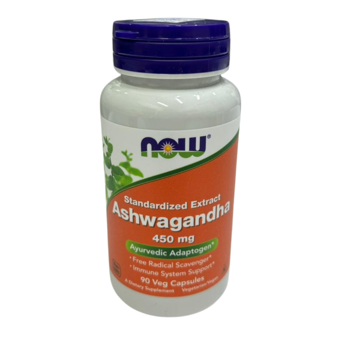 NOW Foods Ashwagandha 450 mg standardized extract vegetarian capsules bottle