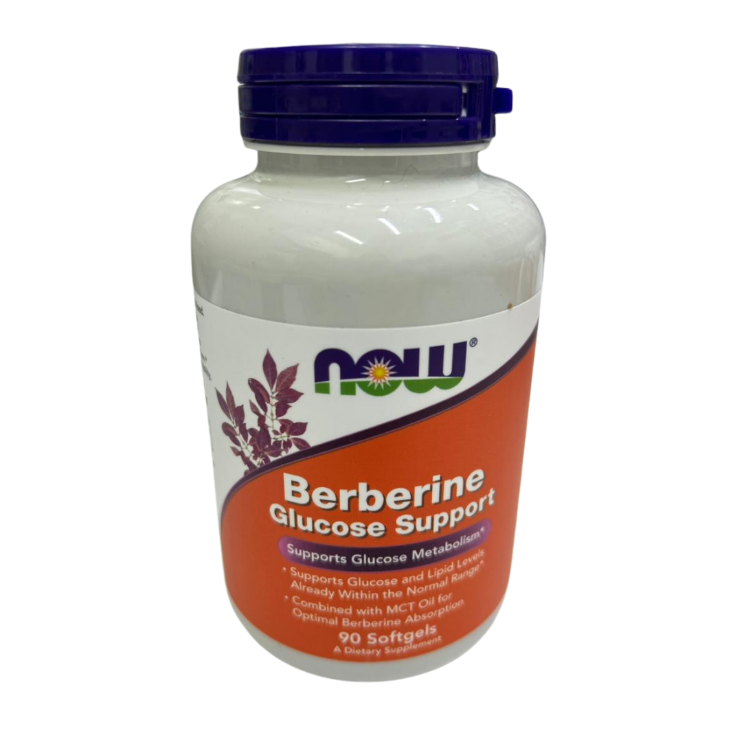 NOW Foods Berberine Glucose Support softgels bottle for blood sugar metabolism support