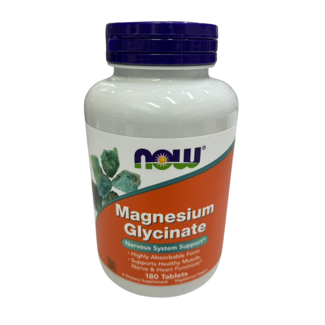NOW Foods Magnesium Glycinate highly absorbable magnesium tablets bottle