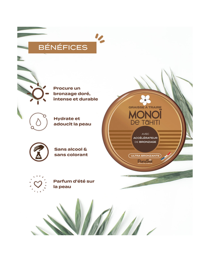 Product packaging with benefits listed on a white background