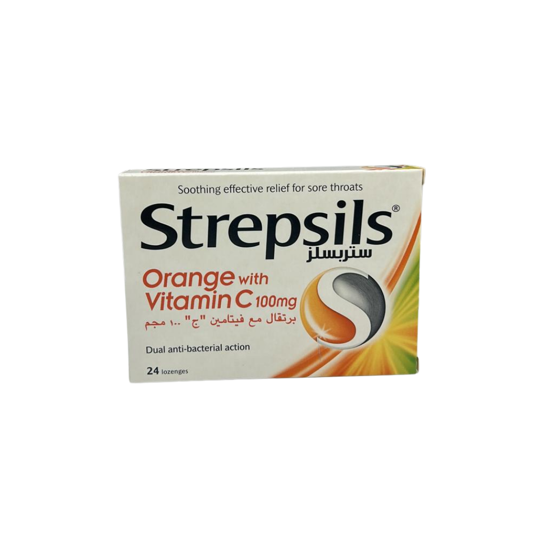 Strepsils orange vitamin C throat lozenges 24 pack