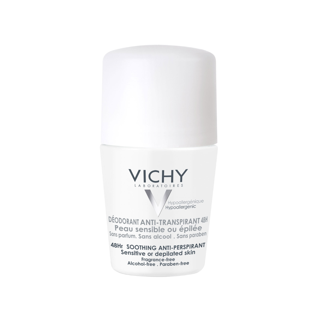 Vichy deodorant stick on a white background