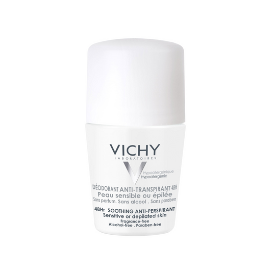 Vichy deodorant stick on a white background