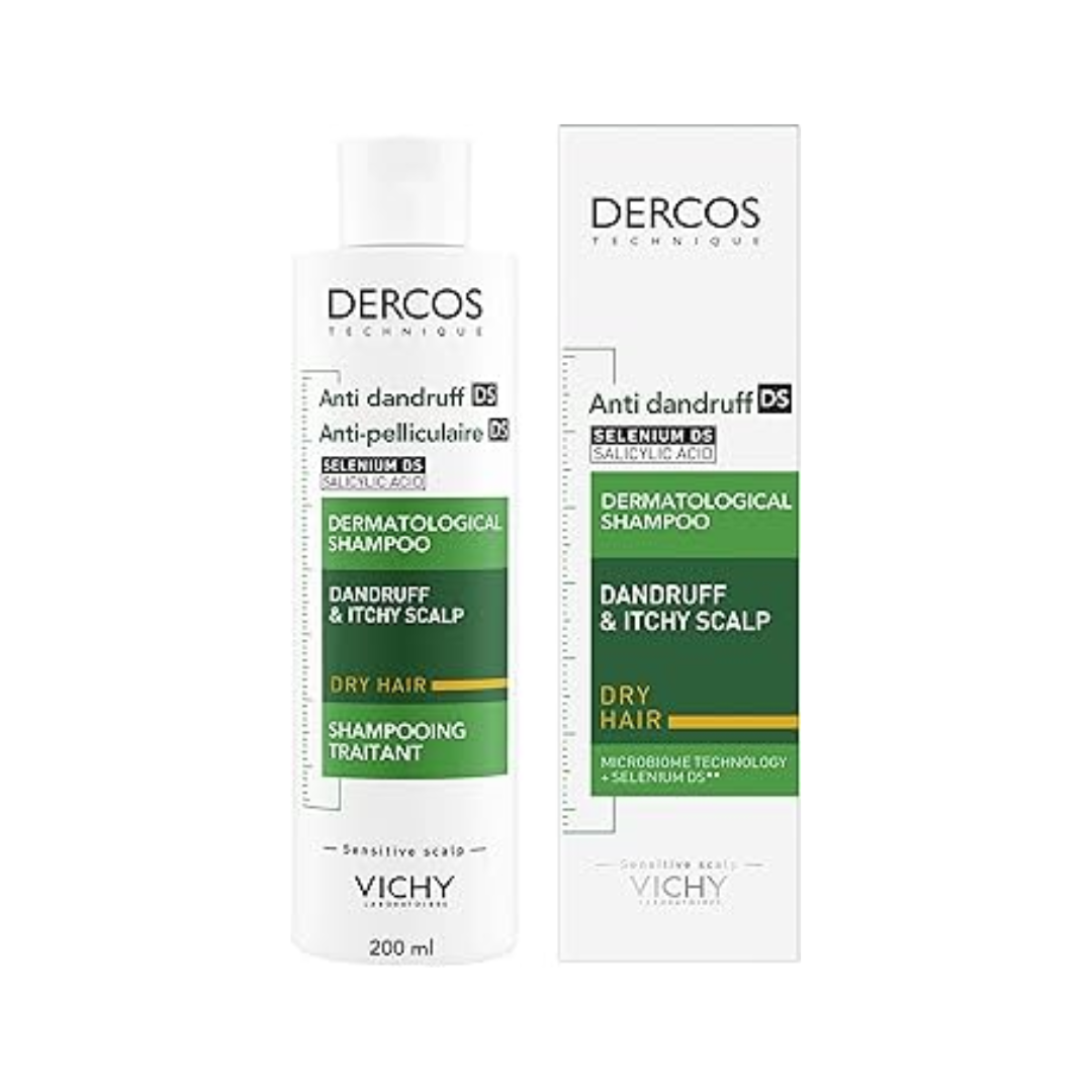 Vichy Dercos anti-dandruff shampoo packaging on a white background