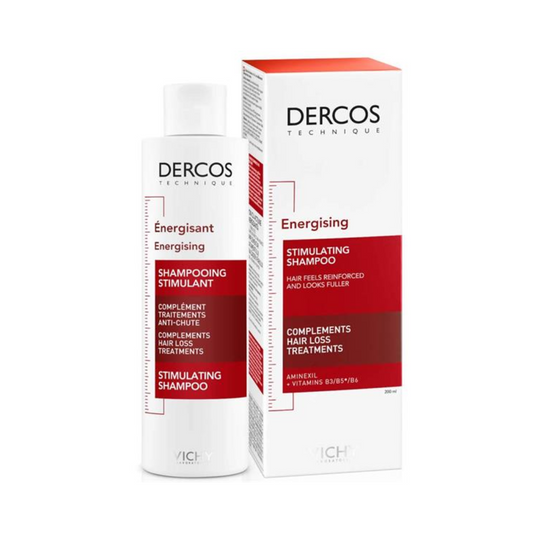 Dercos Energising Shampoo bottle and packaging on a white background